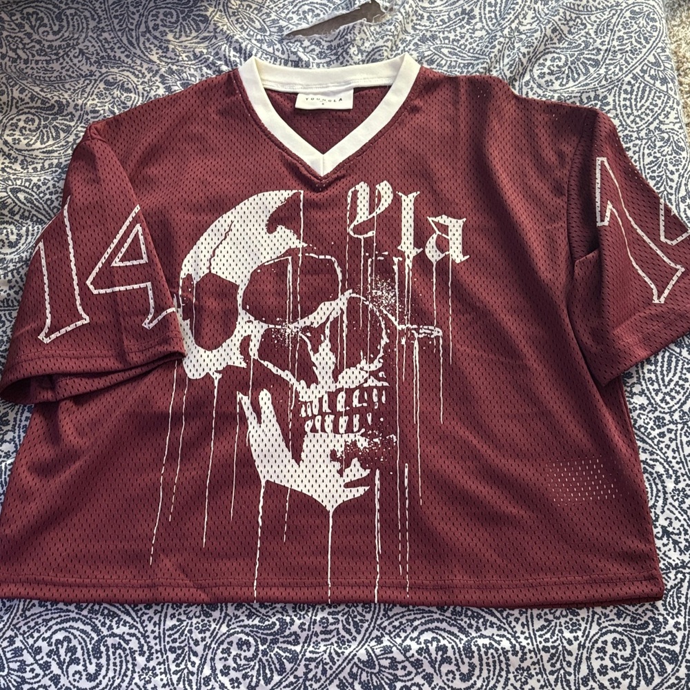 Young LA Maroon Graphic Mesh Jersey Top